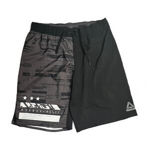 Reebok 95/17 Black Men's Elastic Waist Tie  Board Shorts Size Large